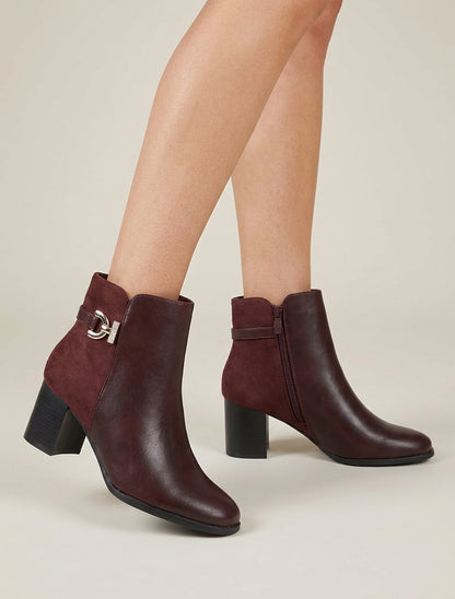 Bottines talon botte à strass - Lie de vin