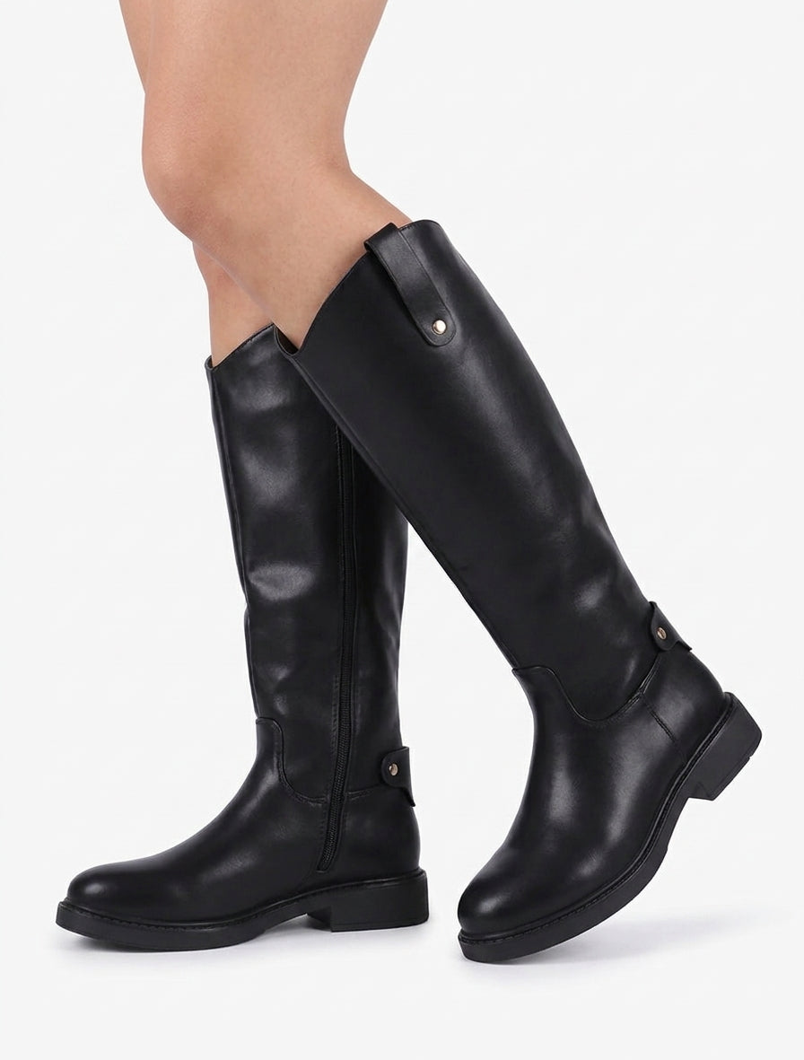 Bottes cavalières talon bloc - Noir