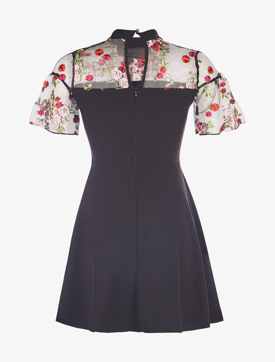 Robe buste dentelle fleurie - noir - 2