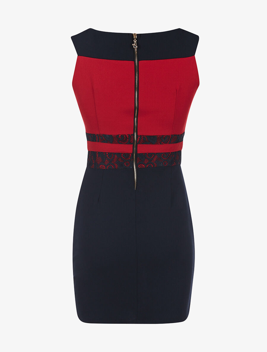 Robe bicolore col bateau - marine et rouge - 2