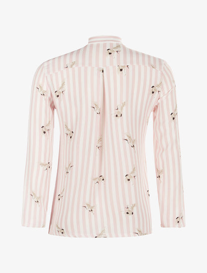 Blouse motifs grues - rose - 2