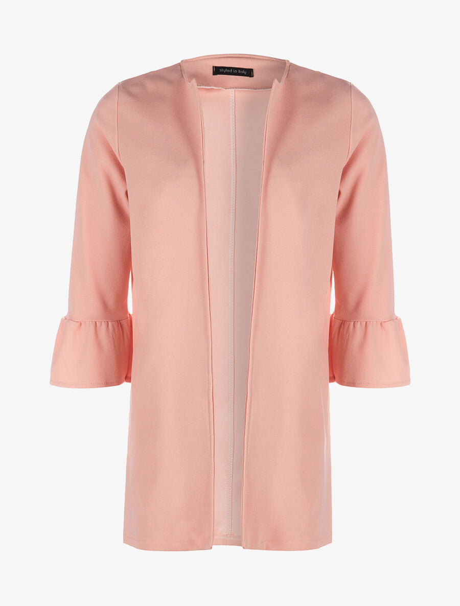 Veste ouverte manches à volants - rose - 3