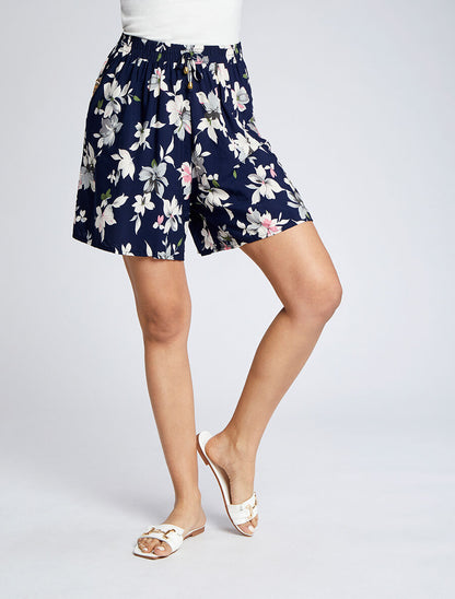 Short fluide imprimé été fleuri - Marine - 4
