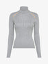 Pull côtelé à col roulé et boutons décoratifs - Gris clair - 4