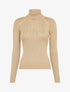 Pull côtelé à col roulé et boutons décoratifs - Beige - 1