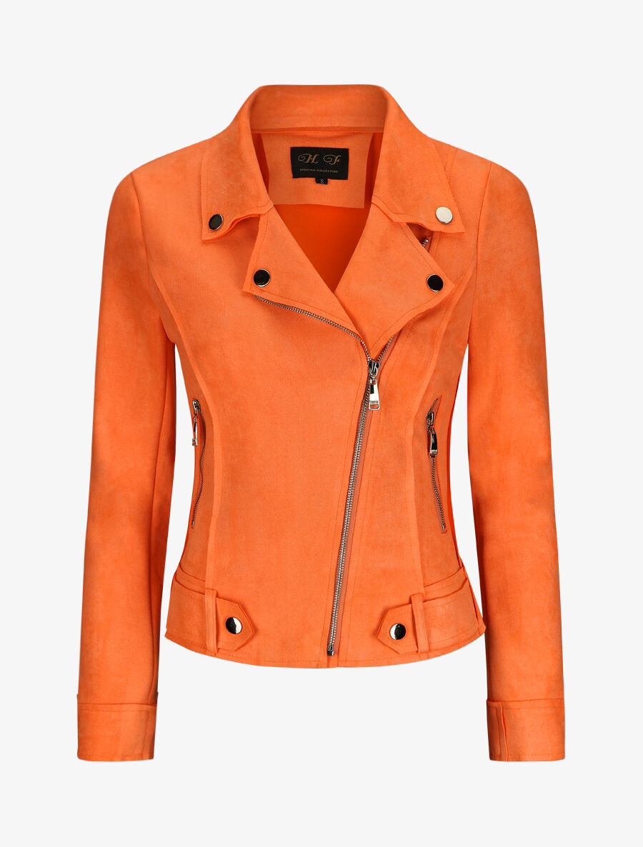 Perfecto en suédine à poches zippées - Orange fluo - 1