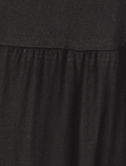 Robe longue unie évasée - Noir - 3