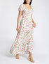 Robe longue élastiquée imprimé marguerite - Blanc - 1