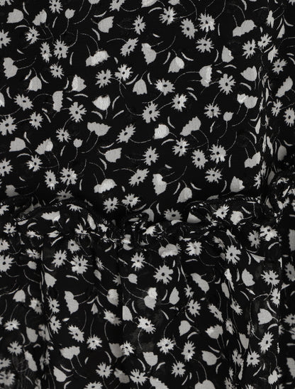 Jupe courte à imprimé fleuri et bords volantés - Noir - 3