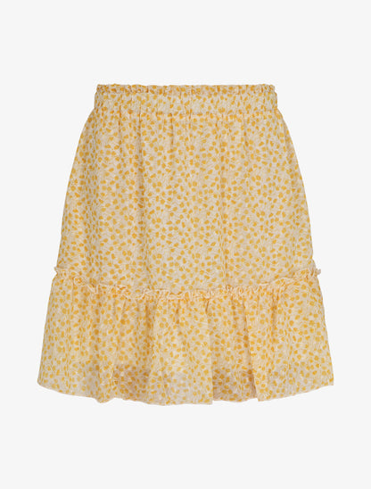 Jupe courte à imprimé fleuri et bords volantés - Jaune - 1