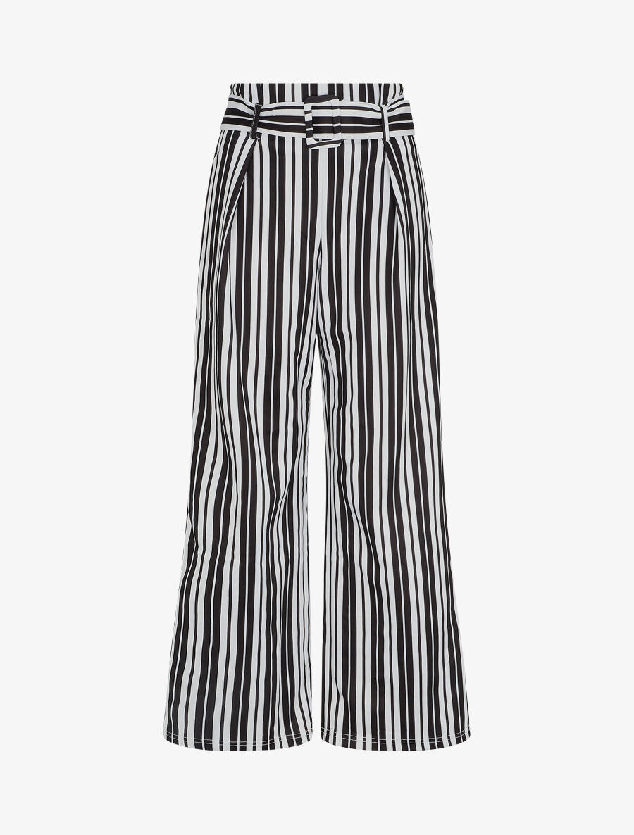 Pantalon ample à rayures - Noir - 1