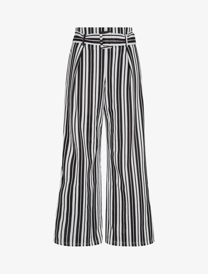 Pantalon ample à rayures - Noir - 1