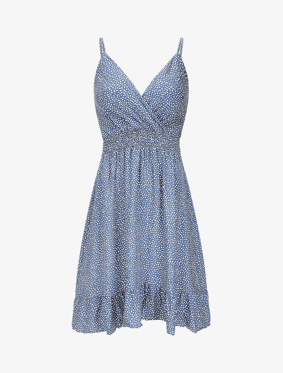 Robe courte imprimé tulipes - Bleu charrette - 1