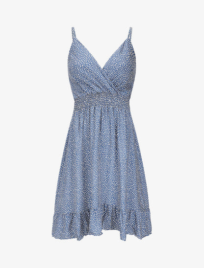 Robe courte imprimé tulipes - Bleu charrette - 1