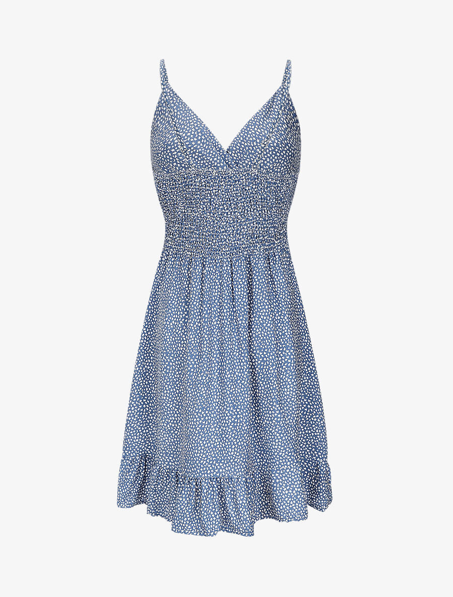 Robe courte imprimé tulipes - Bleu charrette - 2