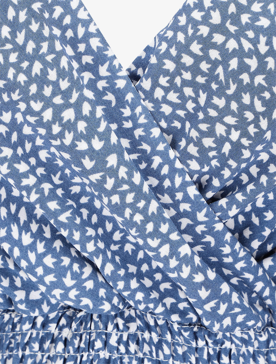 Robe courte imprimé tulipes - Bleu charrette - 3