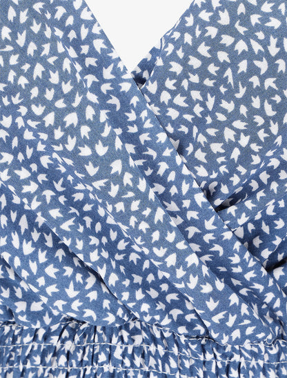 Robe courte imprimé tulipes - Bleu charrette - 3