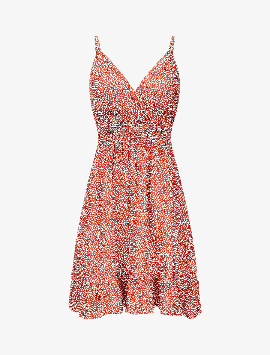Robe courte imprimé tulipes - Brique - 4