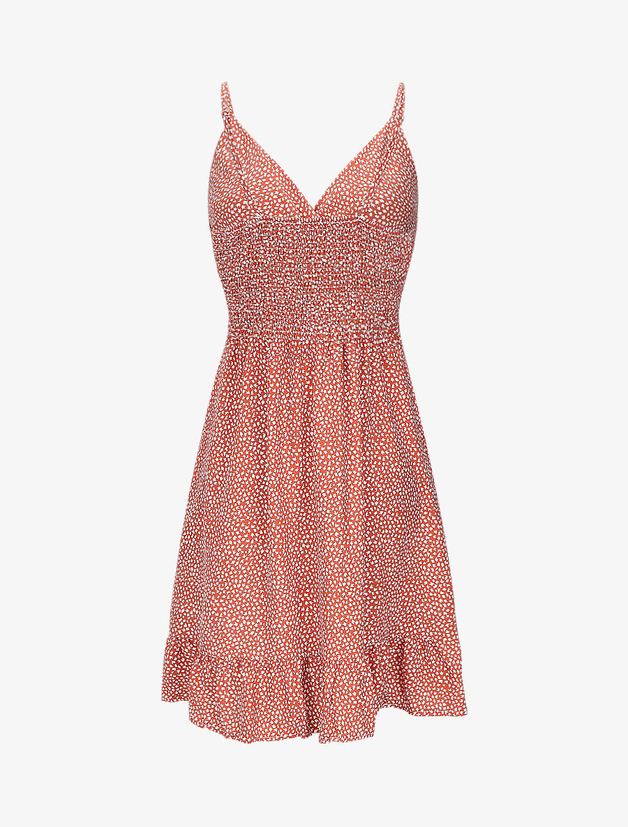 Robe courte imprimé tulipes - Brique - 2