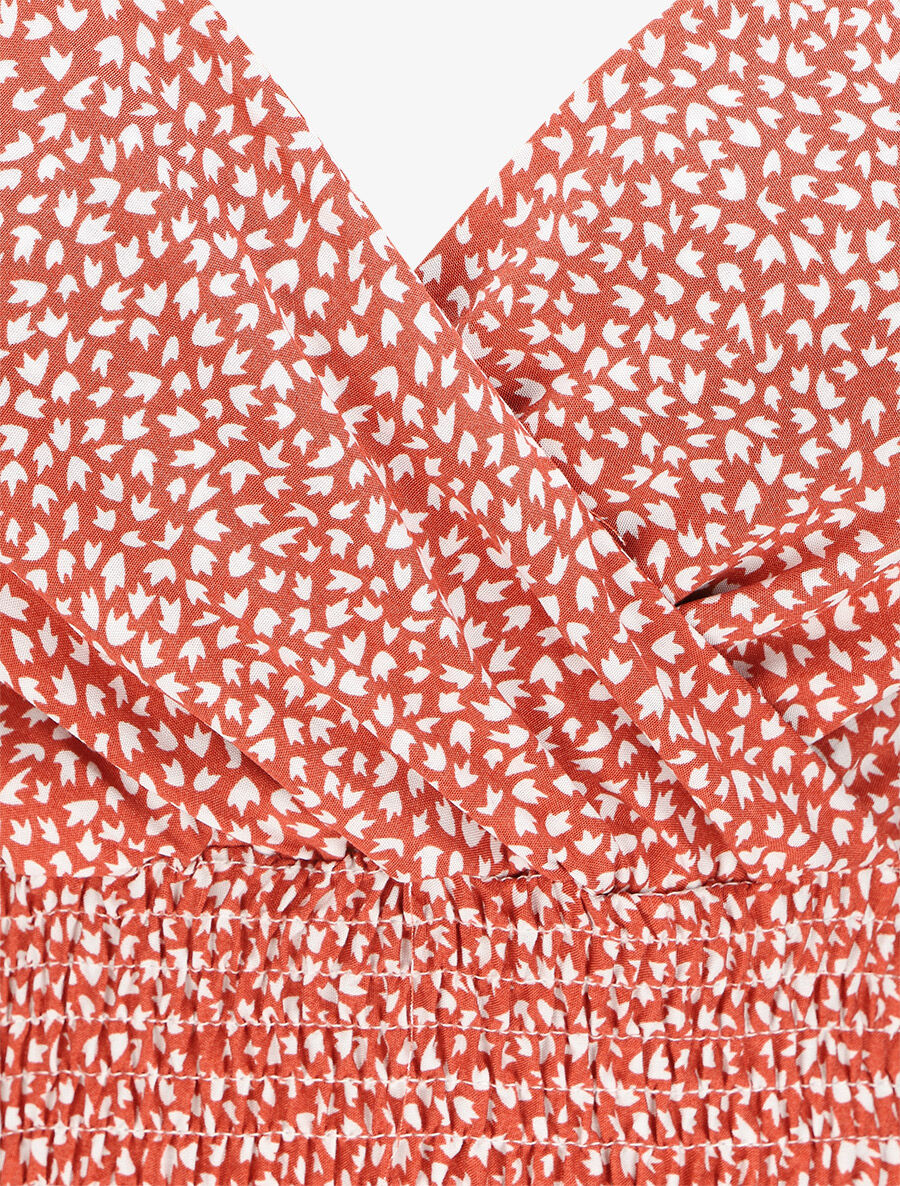 Robe courte imprimé tulipes - Brique - 3