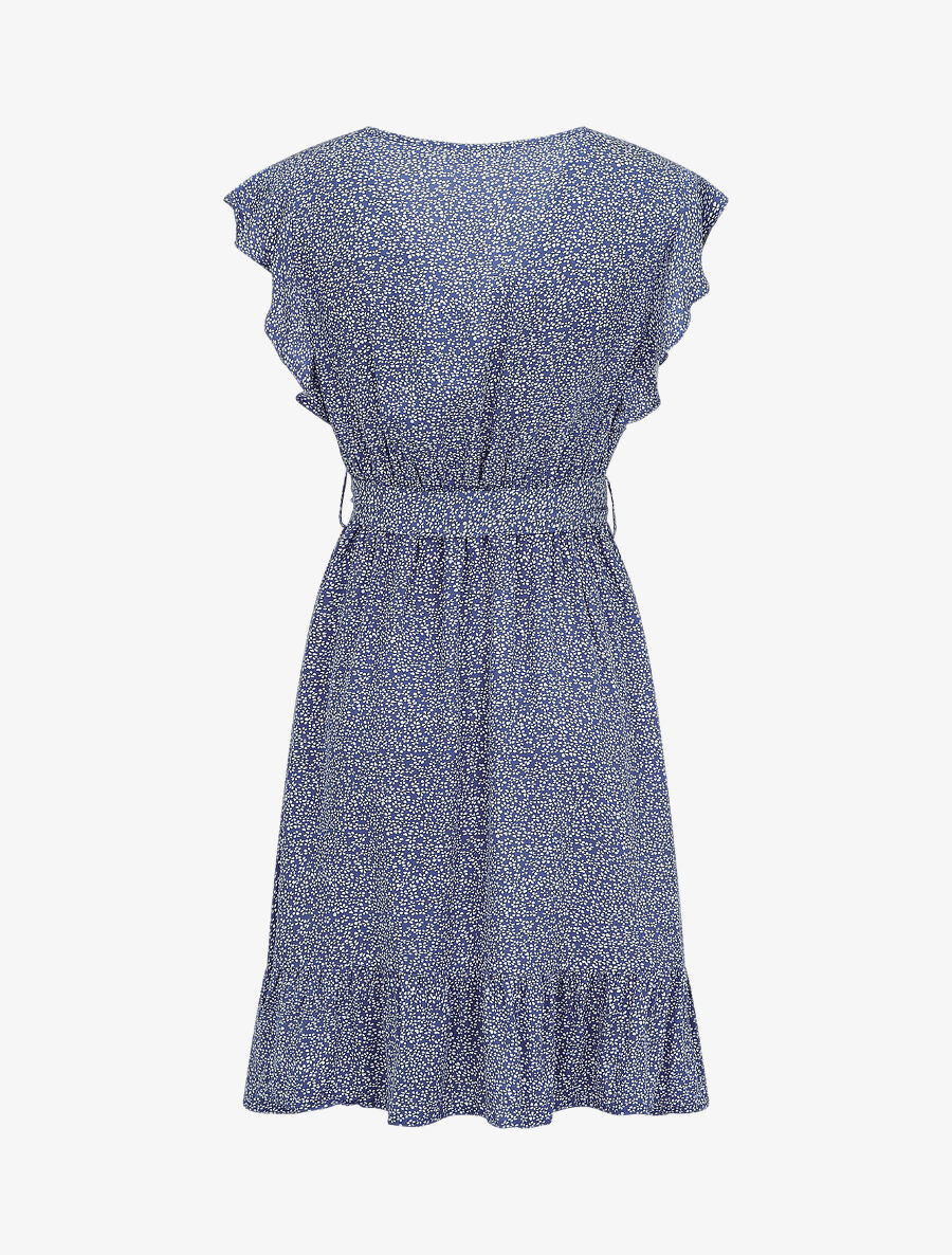 Robe mi-longue à imprimé fleuri - Bleu - 2
