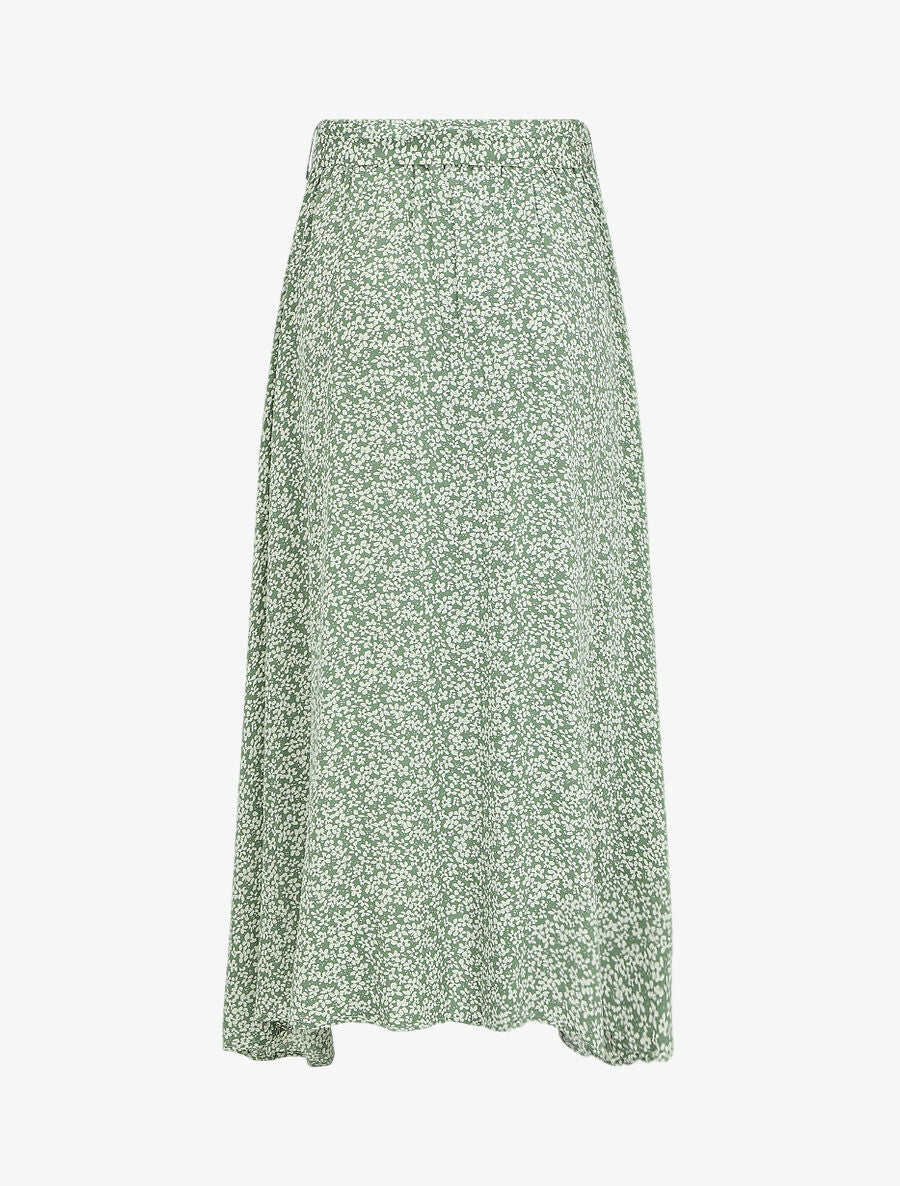 Jupe longue boutonnée à bas asymétrique - Vert - 2