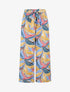 Pantalon élastiqué à imprimé feuillage - Bleu - 4