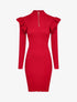 Robe pull à col zippé et épaules volantées - Rouge - 1