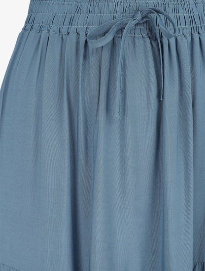 Jupe longue à taille élastiquée - Bleu - 3