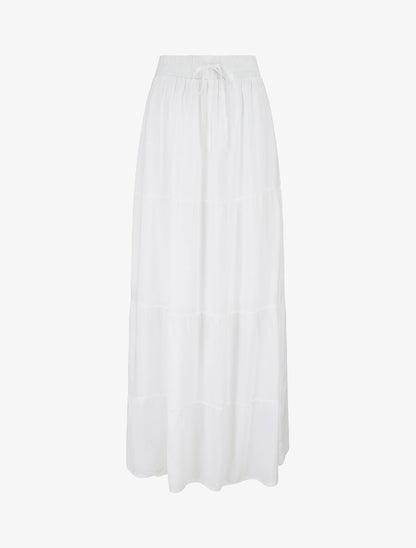 Jupe longue à taille élastiquée - Blanc - 4