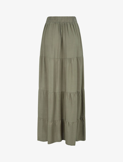 Jupe longue à taille élastiquée - Kaki - 2