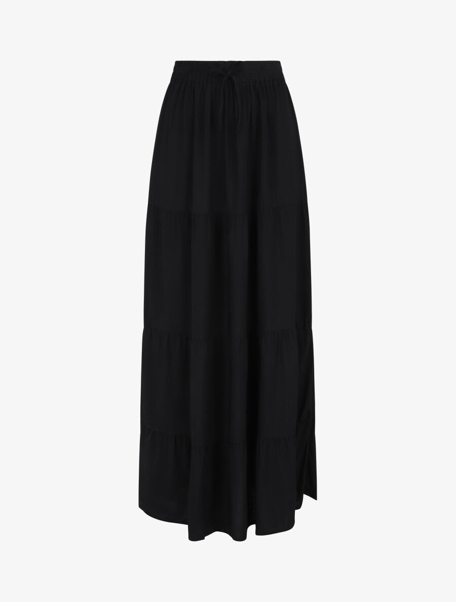 Jupe longue à taille élastiquée - Noir - 4
