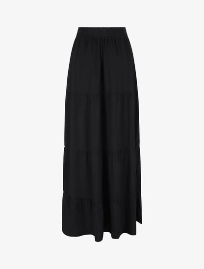 Jupe longue à taille élastiquée - Noir - 2