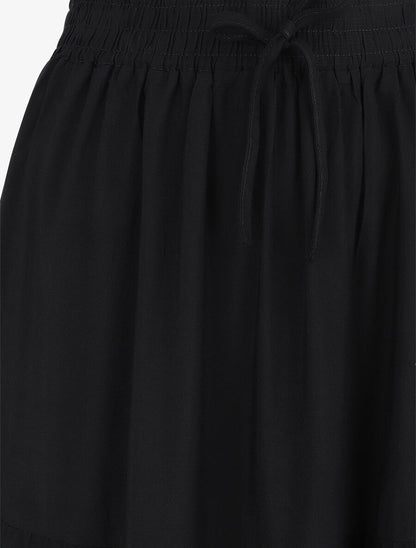 Jupe longue à taille élastiquée - Noir - 3