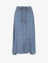 Jupe mi-longue évasée imprimé petites fleurs - Bleu - 1