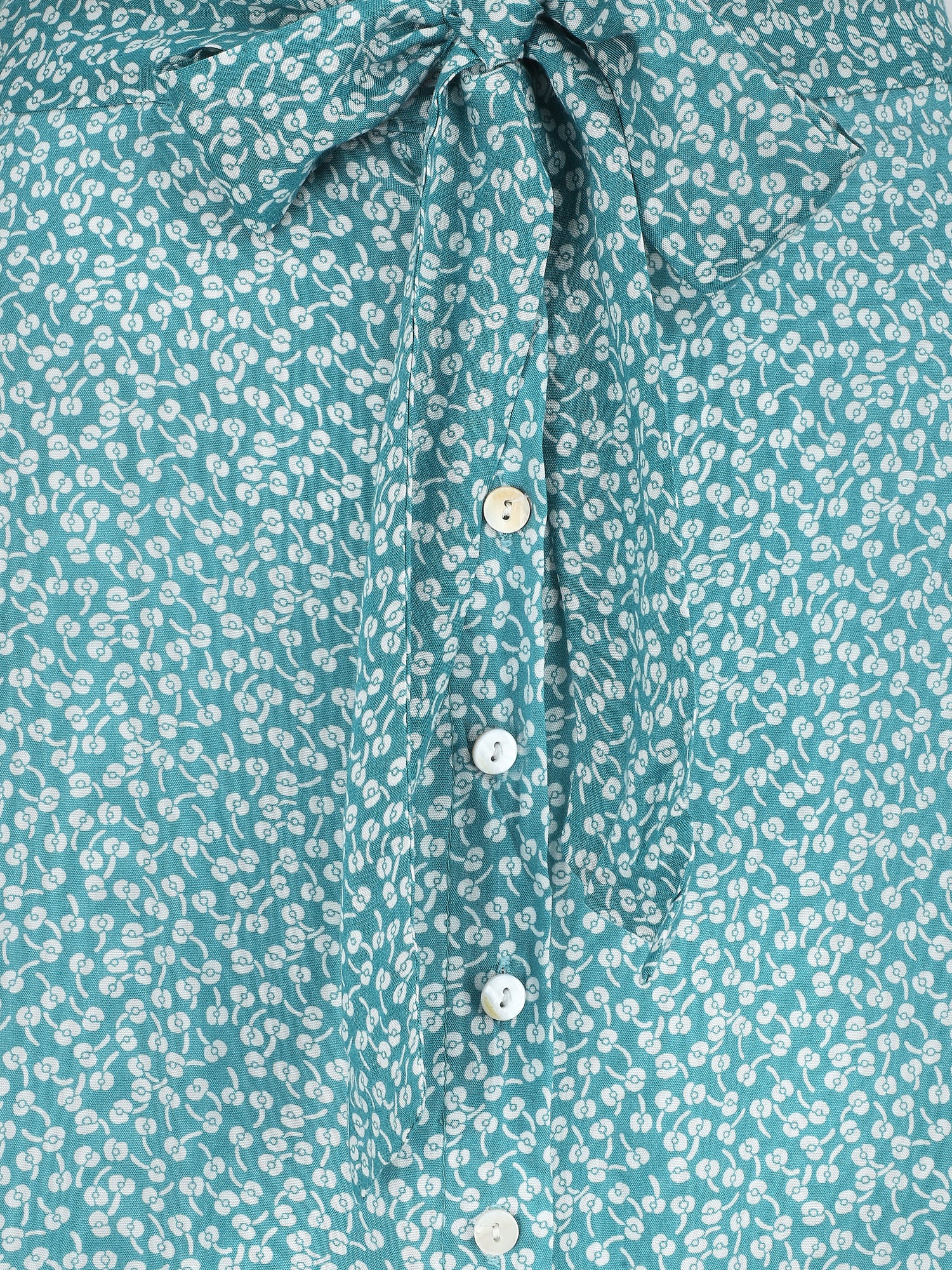 Jupe mi-longue évasée imprimé floral - Bleu clair - 3
