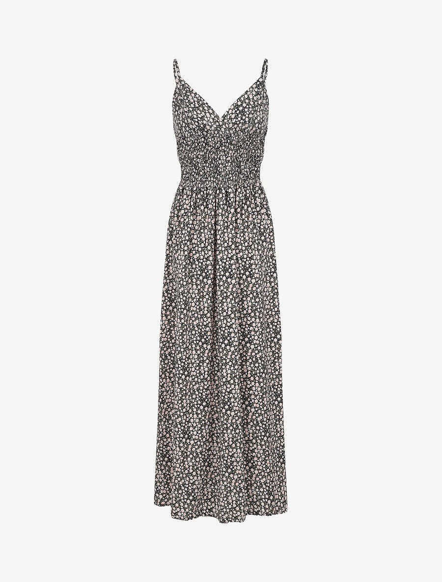 Robe longue à imprimé fleuri - Noir - 2