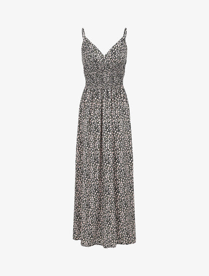 Robe longue à imprimé fleuri - Noir - 2