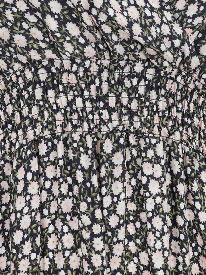 Robe longue à imprimé fleuri - Noir - 3