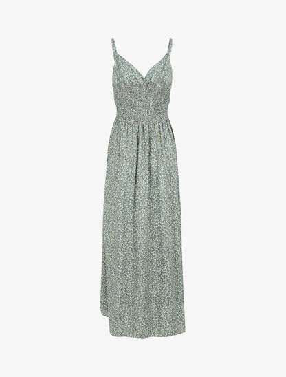 Robe longue à imprimé fleuri à fines bretelles - Vert d&