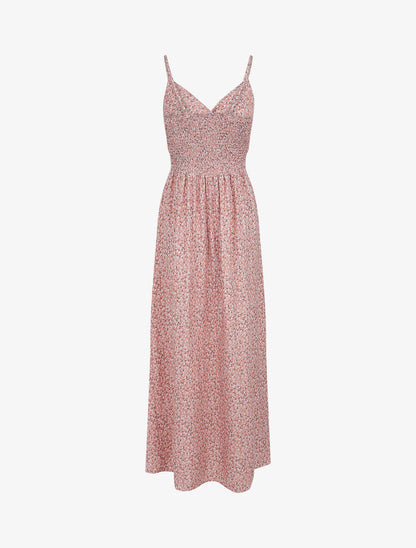 Robe longue à imprimé fleuri à fines bretelles - Rose - 2