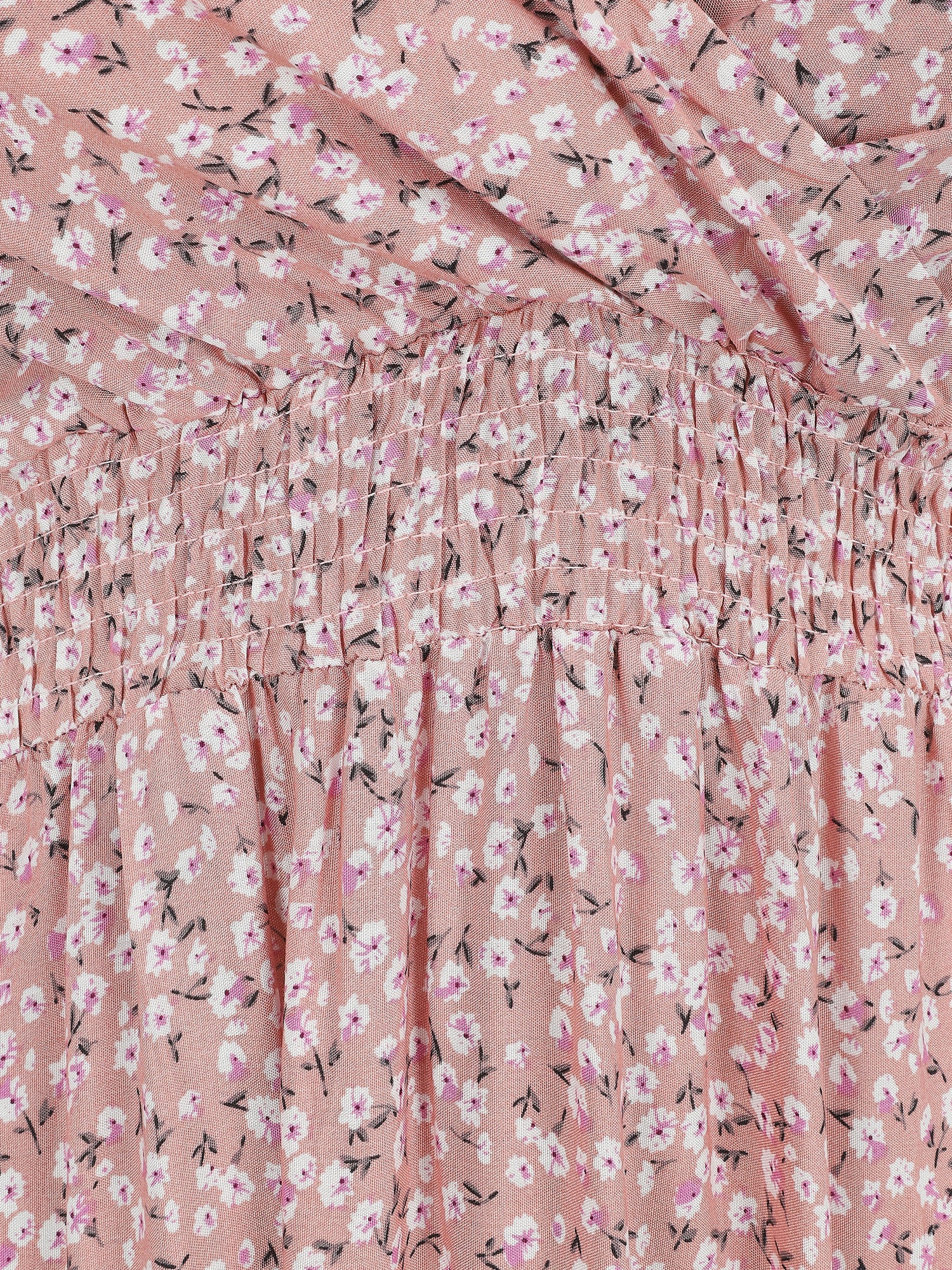 Robe longue à imprimé fleuri à fines bretelles - Rose - 3
