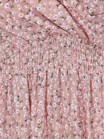 Robe longue à imprimé fleuri à fines bretelles - Rose - 3