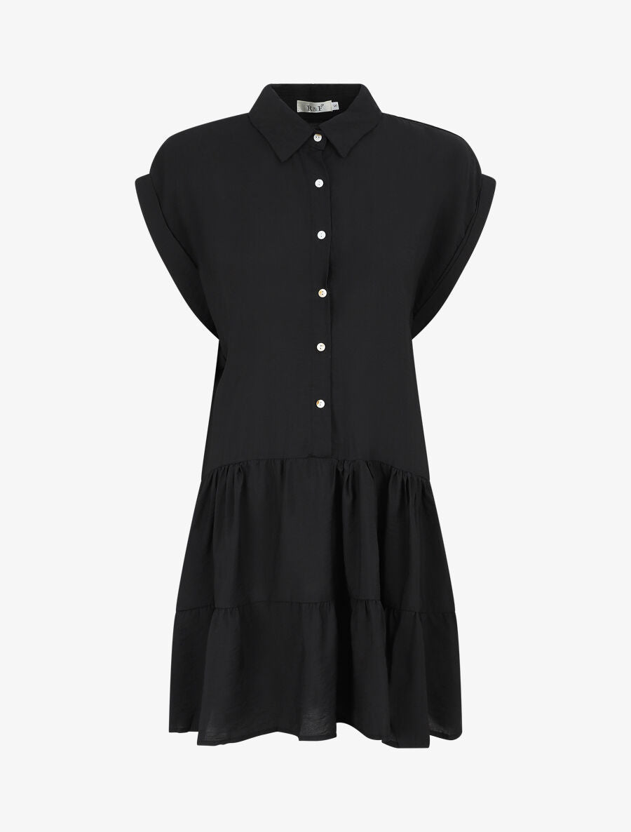 Robe chemise à manches courtes - Noir - 1
