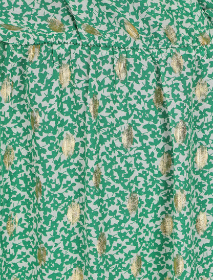 Robe bretelles à noeud imprimé fleuri irisé - Vert - 3