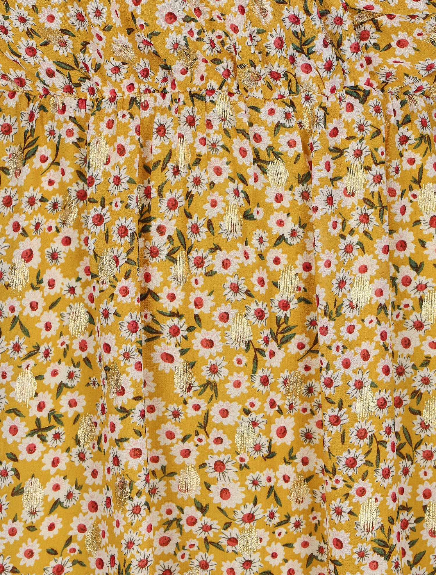 Robe bretelles à noeud imprimé marguerites - Jaune - 3