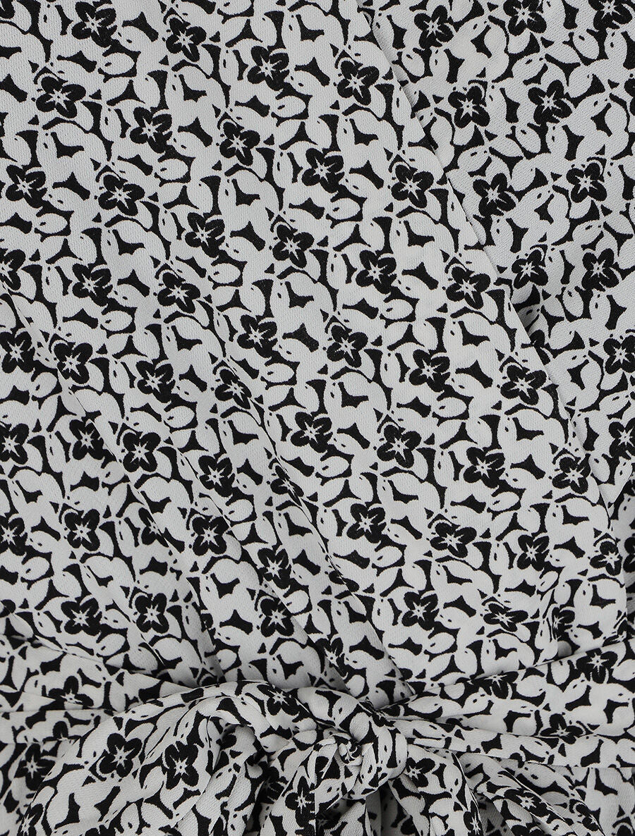 Robe mi-longue imprimée à bord volanté - Noir - 3