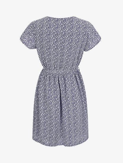Robe mi-longue à imprimé fleuri - Bleu - 2