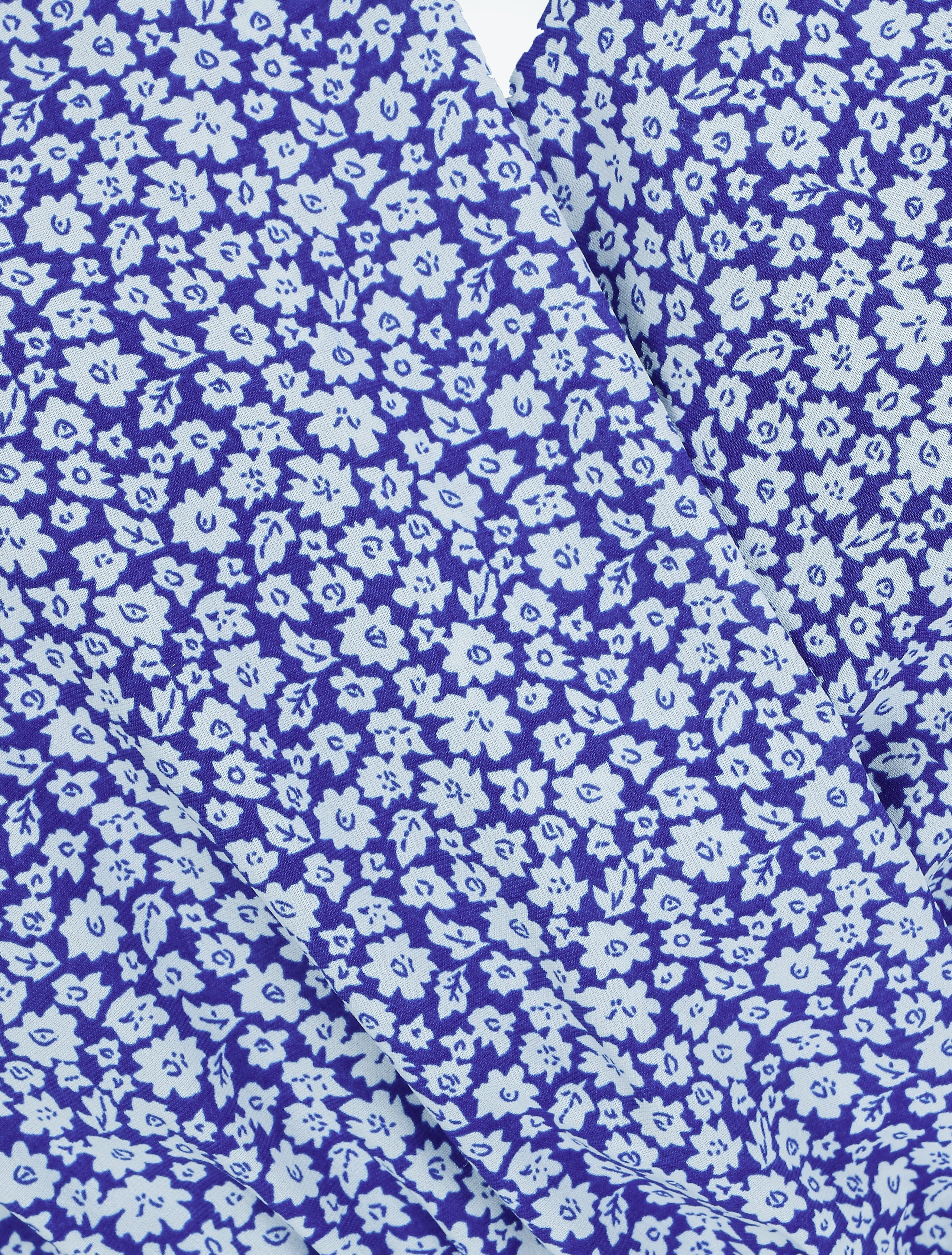 Robe mi-longue à imprimé fleuri - Bleu - 3