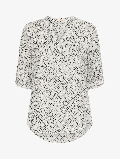 Blouse à imprimé à pois - Blanc - 4